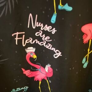 Dickies black flamingo scrub top, XL. Worn 3-4 times only! Like new!!